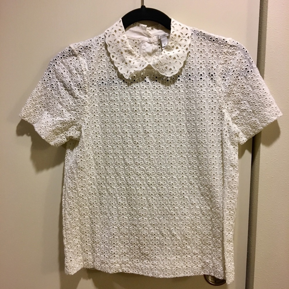 Peter Pan collared shirt in eyelet